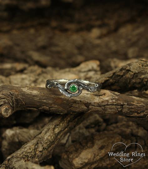 Twig Emerald Engagement Ring Dainty Emerald Ring Tree Small | Etsy