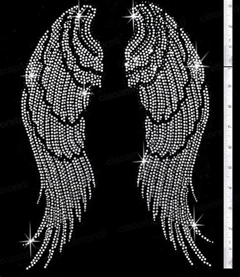 Large Angel Wing Rhinestone Iron On Hotfix Transfer Bling Diy Etsy