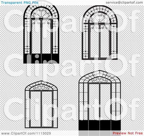 Clipart Black And White Windows And Doors - Royalty Free Vector ...