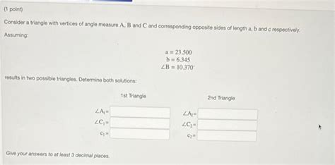 Solved Consider A Triangle With Vertices Of Angle Measure Chegg