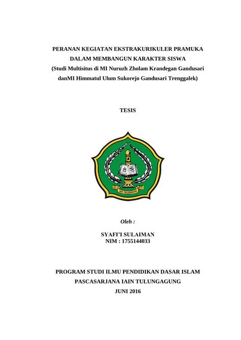 PDF PERANAN KEGIATAN EKSTRAKURIKULER PRAMUKA DALAM 2017 03 13