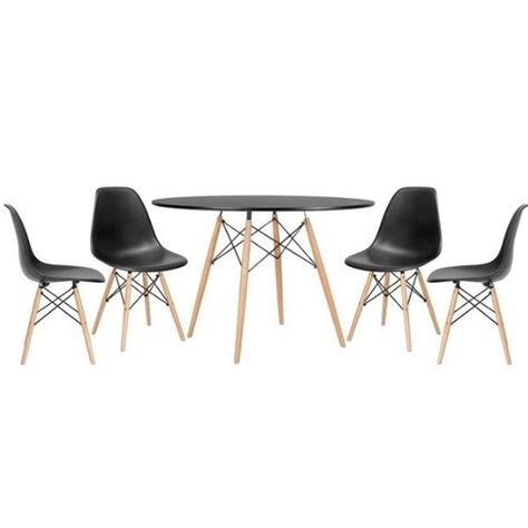 Conjunto De Mesa De Jantar Eames Eiffel Redonda Cm Tampo De Madeira