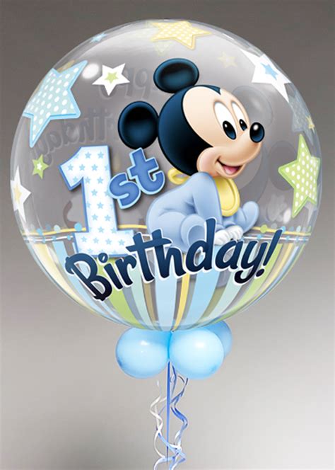 Mickey Mouse St Birthday Bubble Helium Balloon With Collar