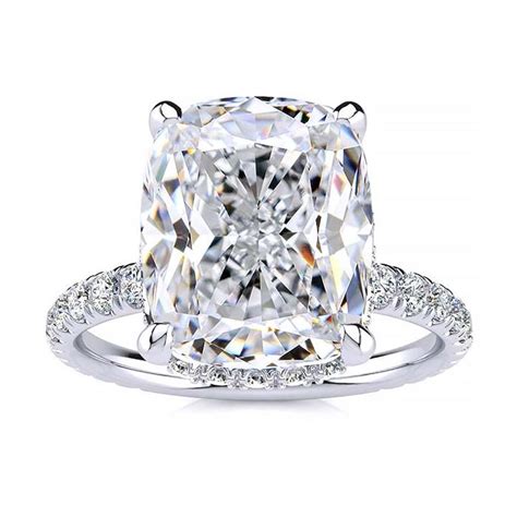 3 00CT Elongated Cushion Forever One Colorless Moissanite With Diamond