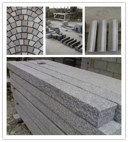 Natural Stone Grey Black Red Yellow Basalt Granite Kerbstone Tumbled