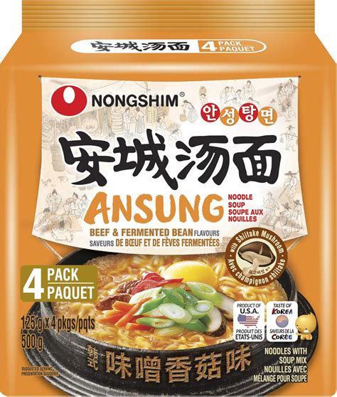 Nongshim Ansung Noodle Soup 4 Pack Beef And Fermented Bean Amazon