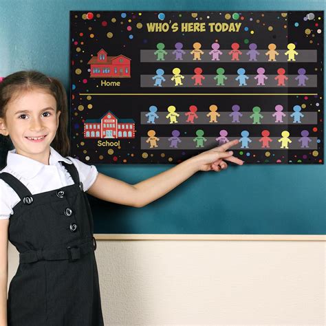 Jetec Classroom Attendance Chart Helping Hands Pocket Chart with 54 People Cards, Kid's Daily ...