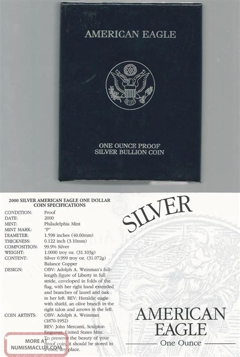 2000 $1 American Silver Eagle Proof " Proof