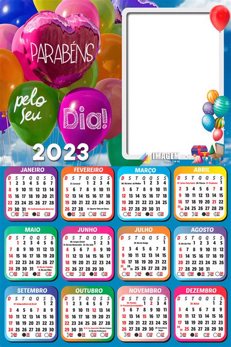 Calendário 2023 Parabéns Pelo Seu Dia Colagem De Foto Png Imagem Legal