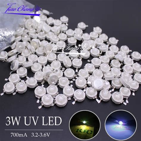 3W UV Purple LED Ultraviolet Bulbs Lamp Chips 365nm 370nm 380nm 385nm