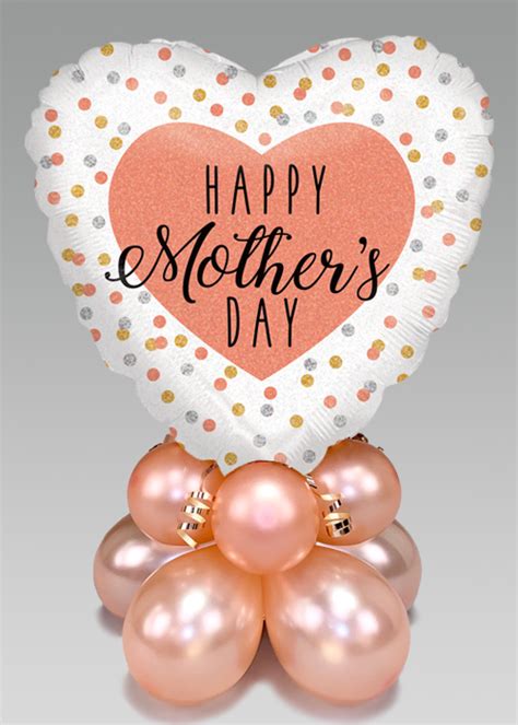 Rose Gold Mothers Day Inflated Heart Balloon Centrepiece