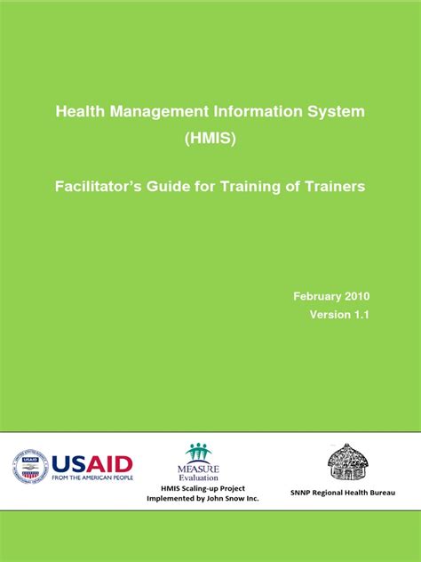 Health Management Information System Hmis Facilitator S Guide For Training Of Trainers Pdf