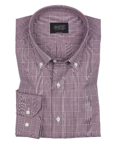 Camisa Hombre Mirto Casual Cuadros Granate Sastreria Caminero