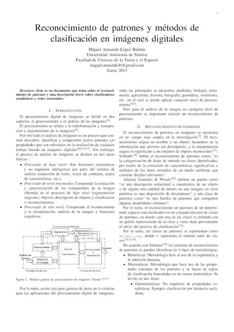 Pdf Reconocimiento De Patrones Y M Todos De Clasificaci N En Im Genes