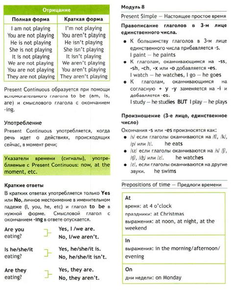 Учебник Spotlight 3. Student's Book. Грамматический справочник