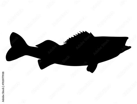 Walleye fish silhouette vector art white background Stock Vector ...