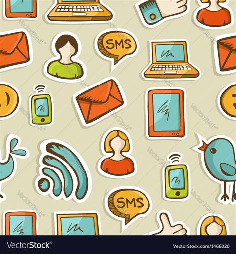 Social media cartoon icons pattern Royalty Free Vector Image