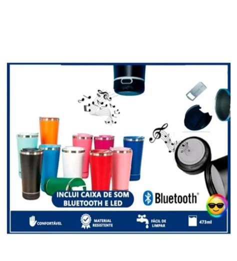 420ML Copo T Rmico Inox Tampa Abridor E Caixa De Som Bluetooth