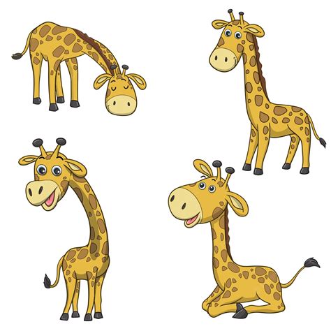 Векторная иллюстрация набора коллекции милых мультяшных жирафов ...