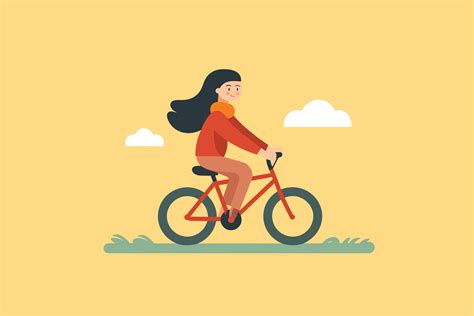 Beautiful Girl Riding Bicycle Vector Illustration 25770258 Vector Art