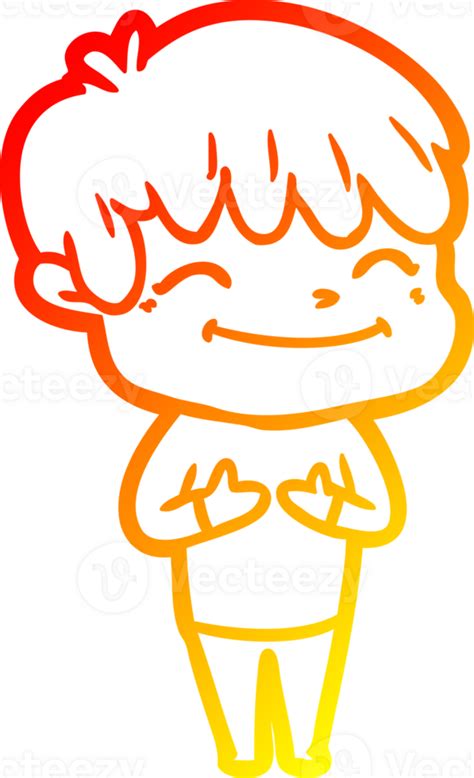 Warm Gradient Line Drawing Of A Cartoon Happy Boy 40550371 Png