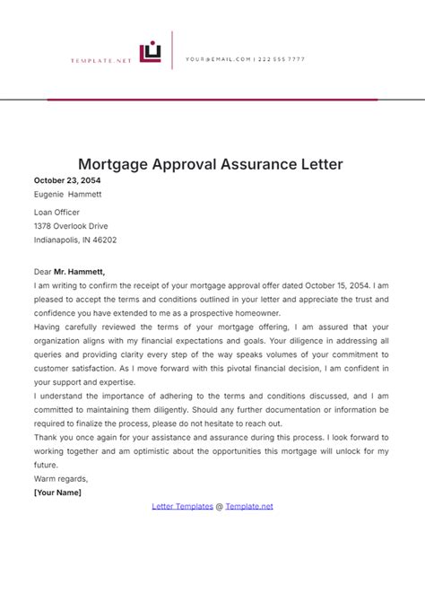 Free Mortgage Approval Assurance Letter Template to Edit Online