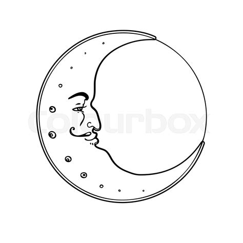 Moon Symbol Tattoo Style Vector Illustration In Black Outlines