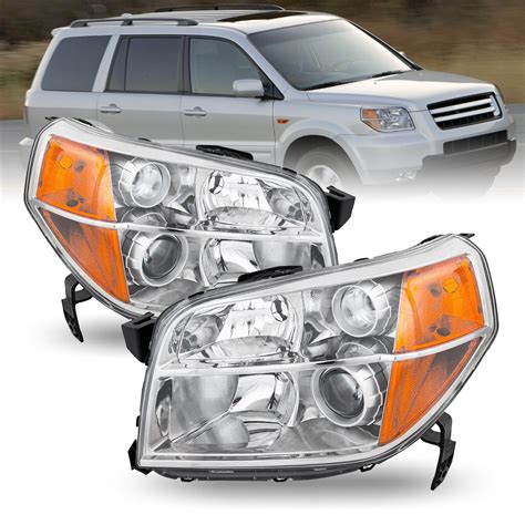 For 2006 2008 Honda Pilot Chrome Housing Amber Corner Headlights