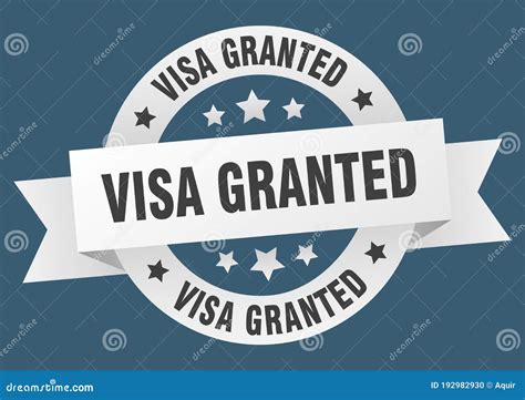 Visa Granted Round Ribbon Isolated Label Visa Granted Sign Stock