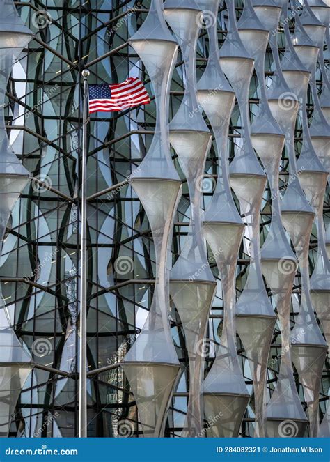 Us Flag In Front Of The Us Embassy In Nine Elms London Uk Editorial Photo Image Of Nine