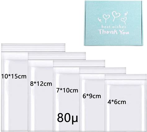 Rshuhx 500pcs Sachet Zip Plastique Transparent Refermables Petit Sac De