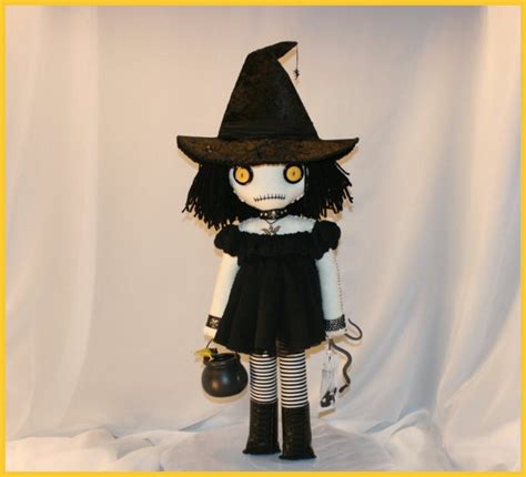 Ooak Hand Stitched Witch Doll Creepy Gothic Halloween Folk Art