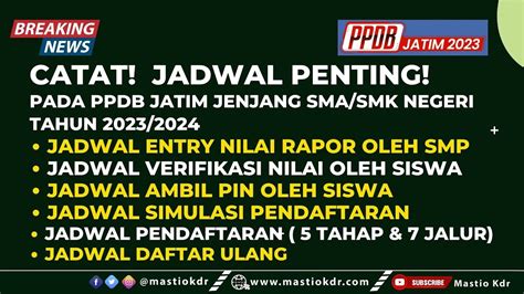 Jadwal PPDB Jatim 2023 Jenjang SMA SMK Negeri Ambil Pin Entry