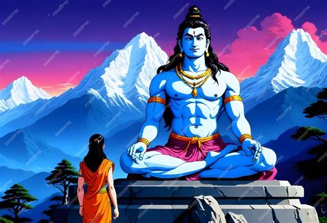 Premium Photo | Lord shiva meditating on kailash mountain