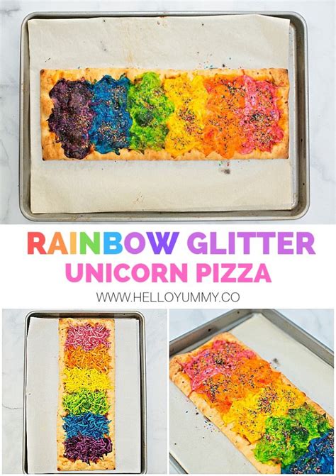 Rainbow Glitter Unicorn Pizza Recipe Rainbow Pizza Unicorn Party