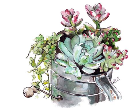 Watercolor Succulent Painting Print Titledsucculents Succulent Print