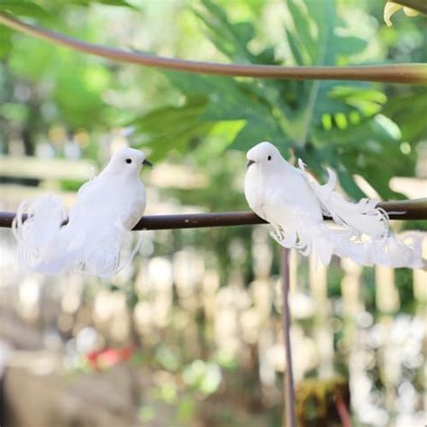 Amazon Pcs White Artificial Birds Doves Feathered Love Birds