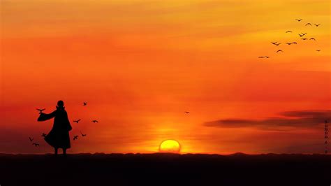 Wallpaper Sunlight Birds Sunset Sea Anime Silhouette Sunrise Evening Naruto Shippuuden