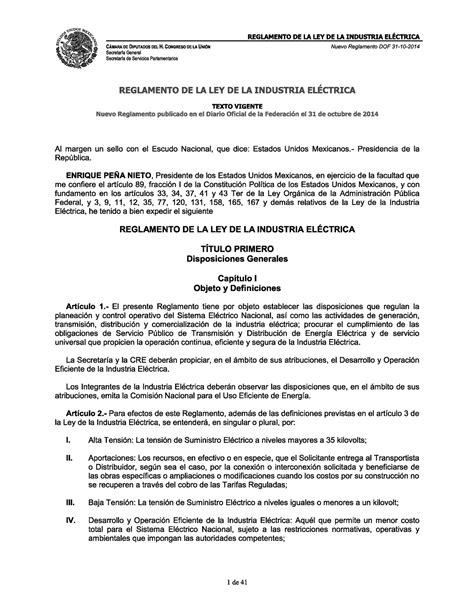 106 Reglamento de la Ley de la Industria Electrica Ingeniería