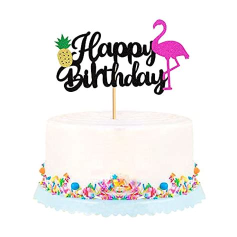 Unimall Flamingo Pineapple Cake Topper Happy Birthday Cake Picks Summer