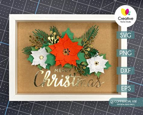 Paper Christmas Poinsettia SVG Cutting Template Creative Vector Studio