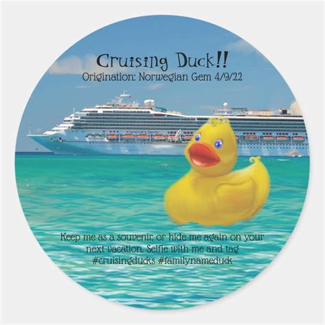 Conquackulations Cruising Duck And Cruise Ship Classic Round Sticker