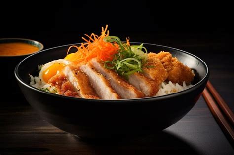 Premium Photo Soy Ginger Pork Katsu Donburi Sensation