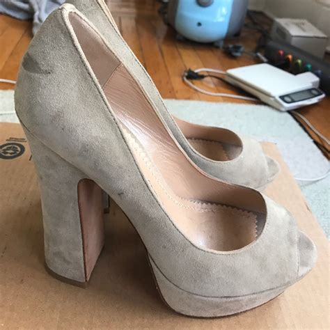 Jean Michel Cazabat Nude Suede Platform Heels Gem