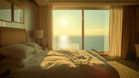 Cozy Bedroom Overlooking Tranquil Ocean Sunset Relaxing Serene Peaceful