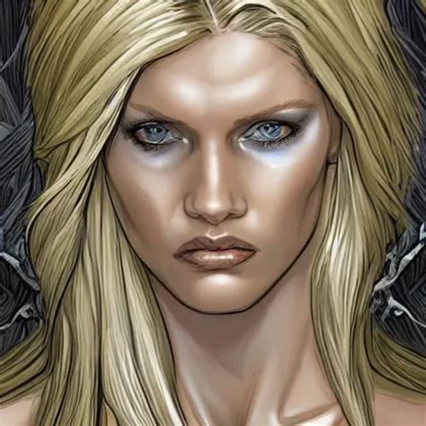 Abbey Lee Kershaw As Emma Frost Symmetrical Facial Stable Diffusion