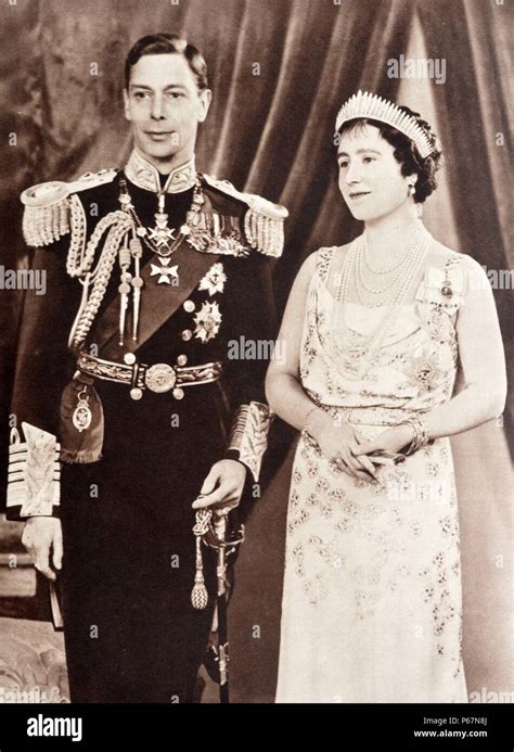 Retrato Del Rey Jorge Vi Y La Reina Isabel De Inglaterra En El Abrigo