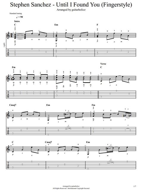 Stephen Sanchez Until I Found You Full Version Guitar Tab Guitar Tabs Guitar Tabs