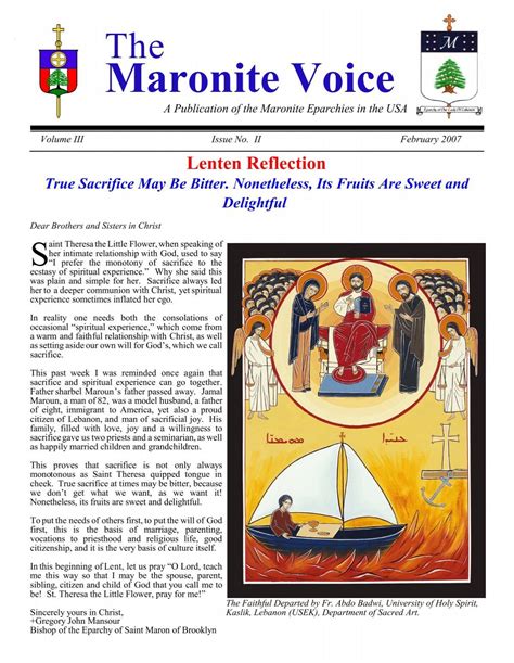 Maronite Voice Eparchy Of Saint Maron Of Brooklyn