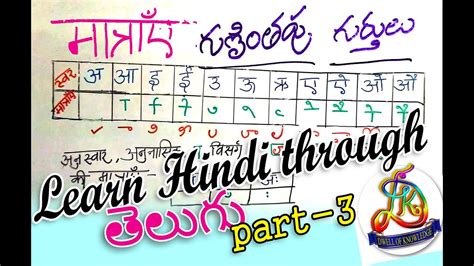 How To Learn Hindi Through Telugu Part 3 Mathraye Gunithapu Gurthulu